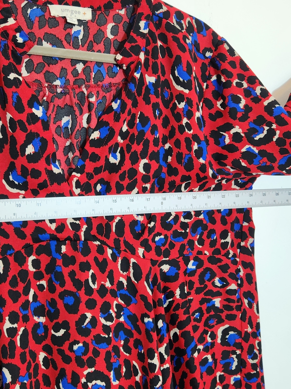 Umgee Red and Blue Leopard Print Boho Oversized Dress Size 1XL - Picture 9 of 9